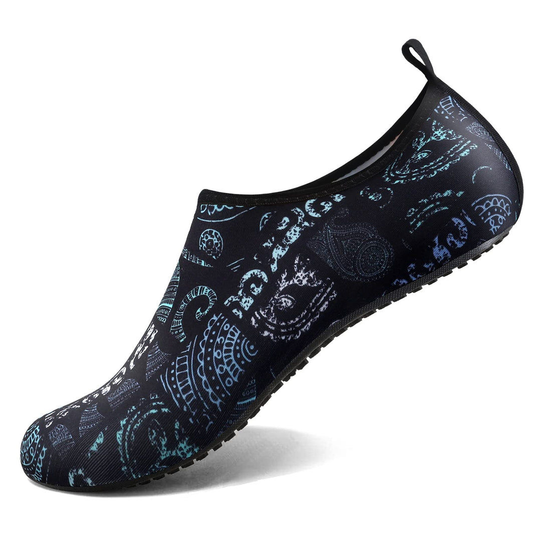Water Socks for Women Men Adult Aqua Swim Shoes Beach River Pool Barefoot Yoga Exercise Wear Sport Accessories Quick-Dry Must Haves Size 7-8Women/6-7Men(N-Paisley Pattern)