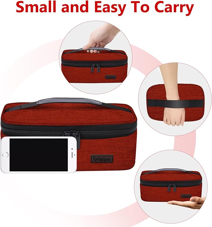 Gloppie Small Lunch Bag Insulated Lunch Box for Women Girls Kids Mini Lunchbox Adult Portable Cooler Bags Reusable Snack Bag Thermal Lunch Boxes, Wine Red