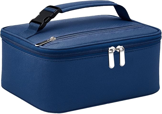 Small Lunch Box Insulated Lunch Bag for Women Men, Bento Kids Lunch Box, Compact Portable Thermal Meal Cooler Bags with Buckle Handle for Work & School, Navy Blue 5L