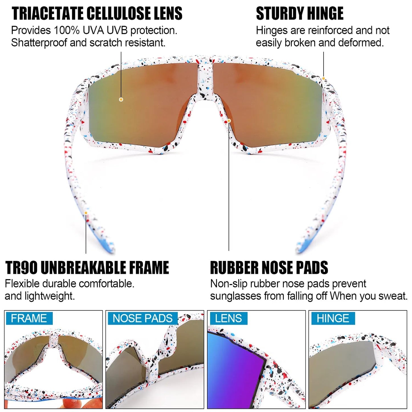 Youth Baseball Sunglasses For Boys Girls,UV400 Kids Sports Sunglasses,Cycling glasse Running Golf