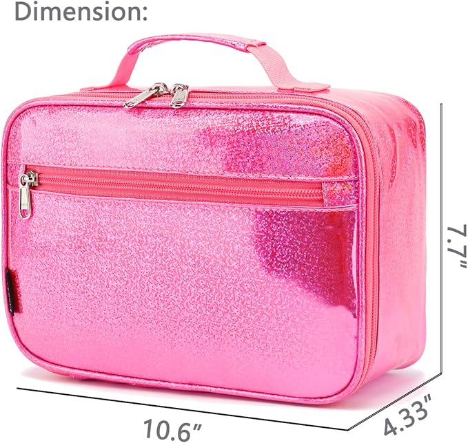 FlowFly Kids Lunch box Insulated Soft Bag Mini Cooler Back to School Thermal Meal Tote Kit for Girls, Boys,Pink