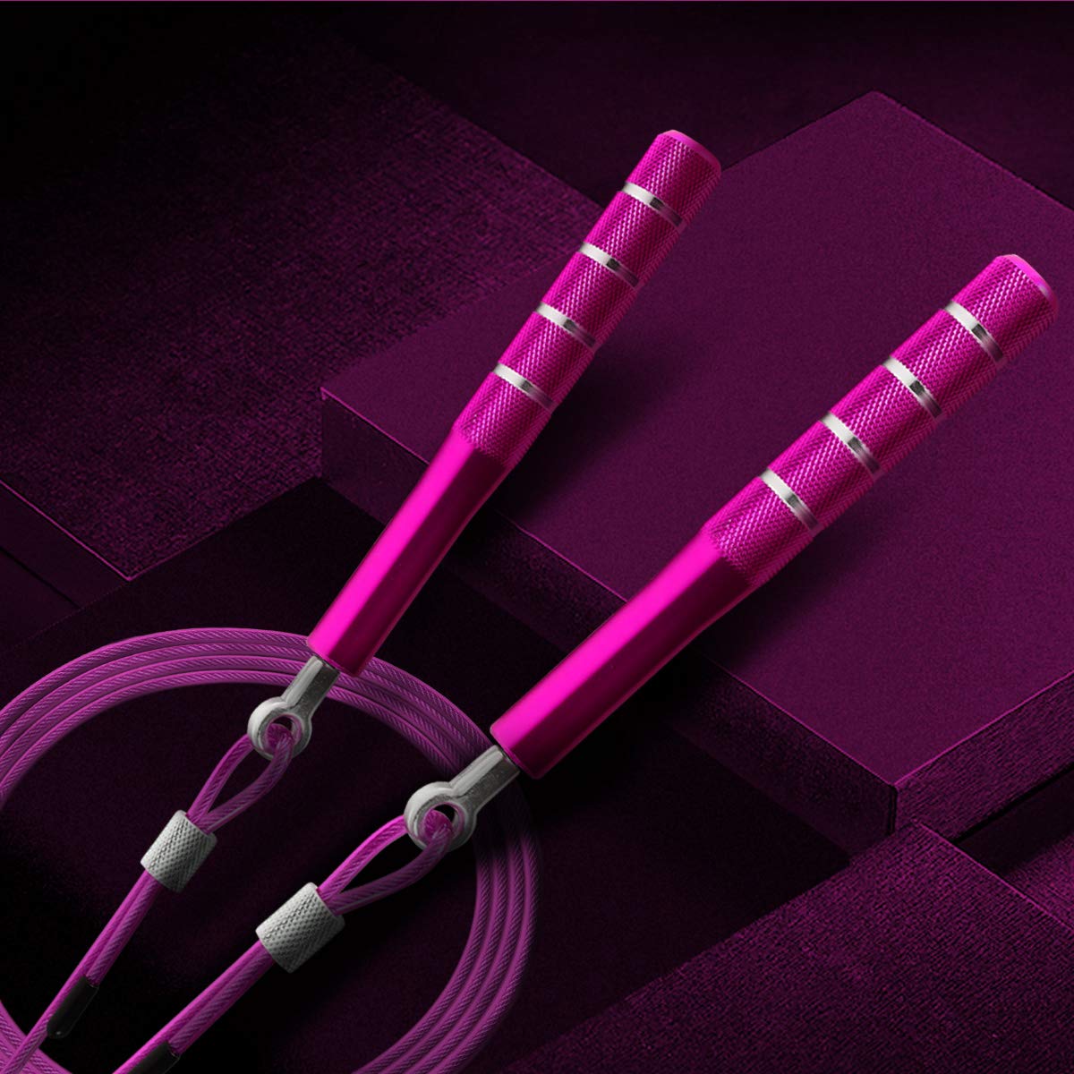 Jump Rope, Wastou Speed Jumping Rope for Training Fitness Exercise, Adjustable Adults Workout Skipping Rope for Men, Women, Kids, Girls (Pink)