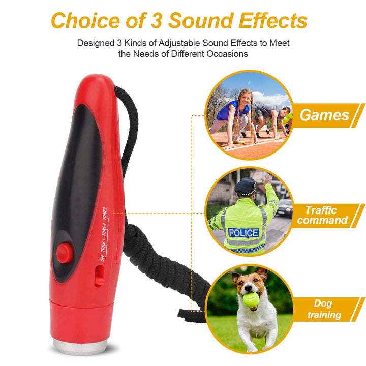 Electronic Whistle, Battery Operated Whistle Adjustable 3 Different Loud Whistle Sounds with Lanyard Handheld Electronic Whistles for Referees Volleyball Coaches Teacher, Soccer Sports Whistle-Red