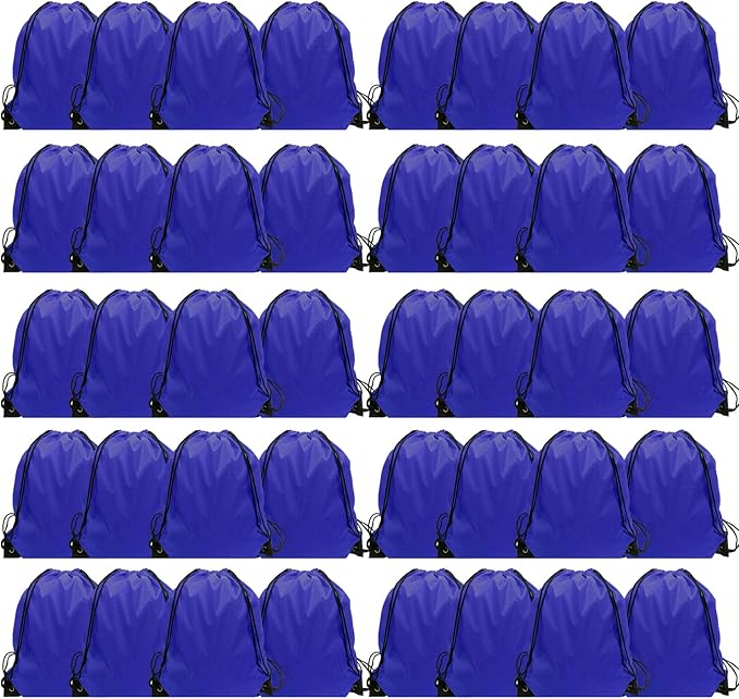 GoodtoU Drawstring Bags Bulk, 40 Pcs Cinch Gym Sackpack Drawstring Backpack for Women & Men, Blue