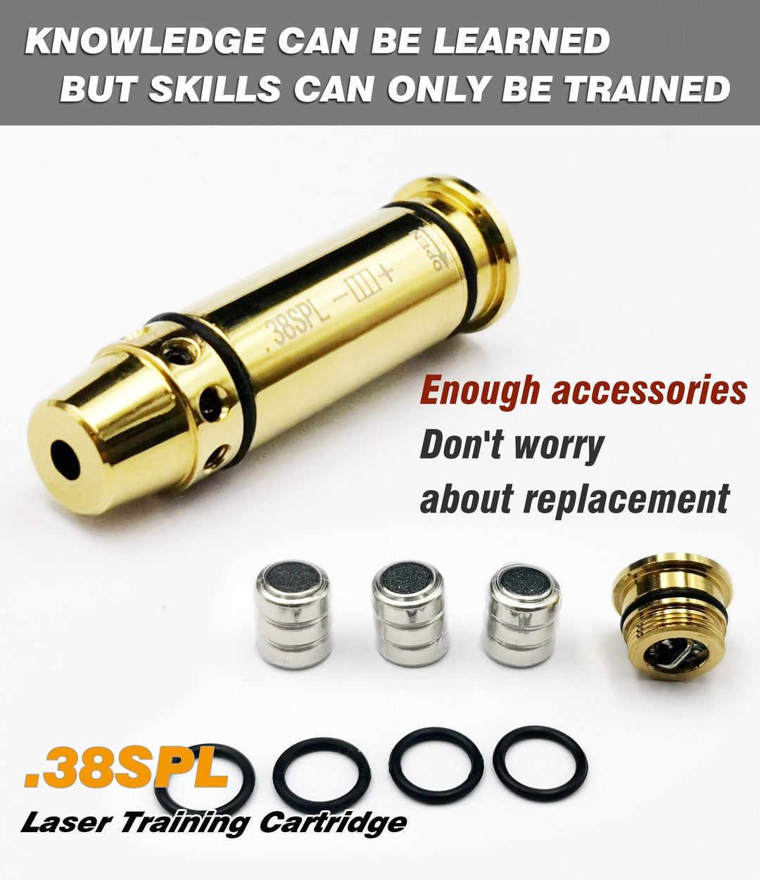 BOOLIT EYE Laser Training Cartridge for Dry Fire Training 3rd Gen .38SPL/.357MAG Laser Bullet Comes with Spare Switch Cap