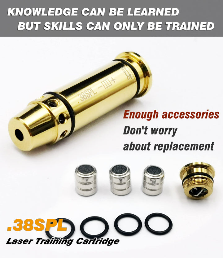 BOOLIT EYE Laser Training Cartridge for Dry Fire Training 3rd Gen .38SPL/.357MAG Laser Bullet Comes with Spare Switch Cap