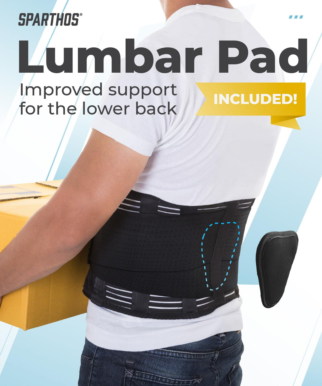 Sparthos Back Brace for Lower Back Pain - Immediate Relief from Sciatica, Herniated Disc, Scoliosis - Breathable Design With Lumbar Support Pad - For Home & Lifting At Work, For Men & Women - (Medium)