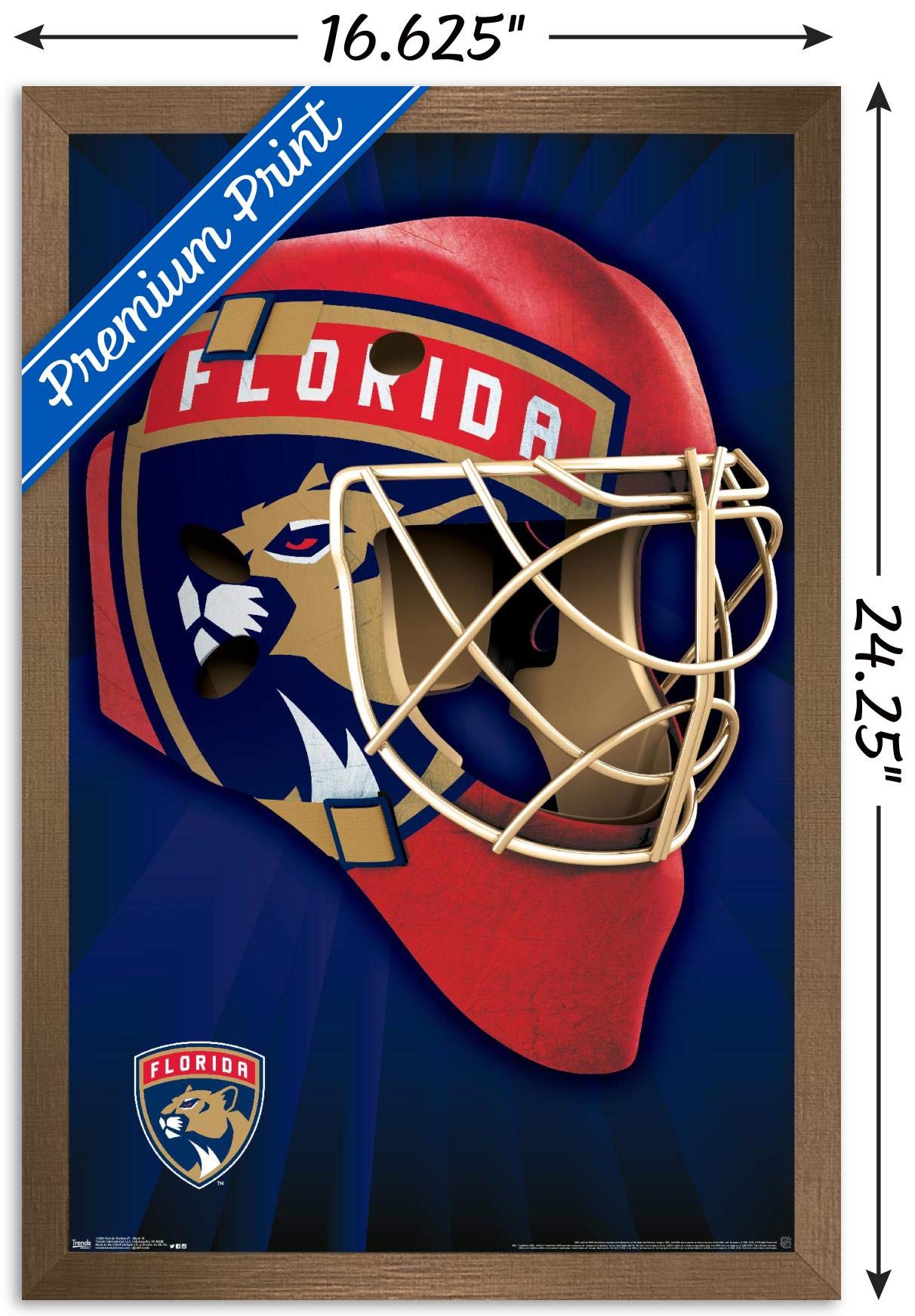 Trends International NHL Florida Panthers Mask 16 Wall Poster, 14.725" x 22.375", Bronze Framed Version