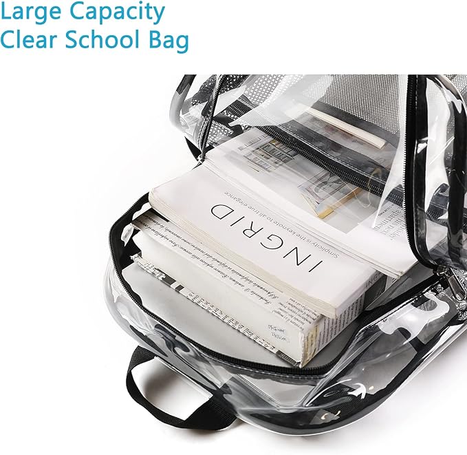 USPECLARE Clear Backpack for Stadium Approved 12×6×12, Water proof Clear Bag for Stadium Events and Concert Work Sport Event