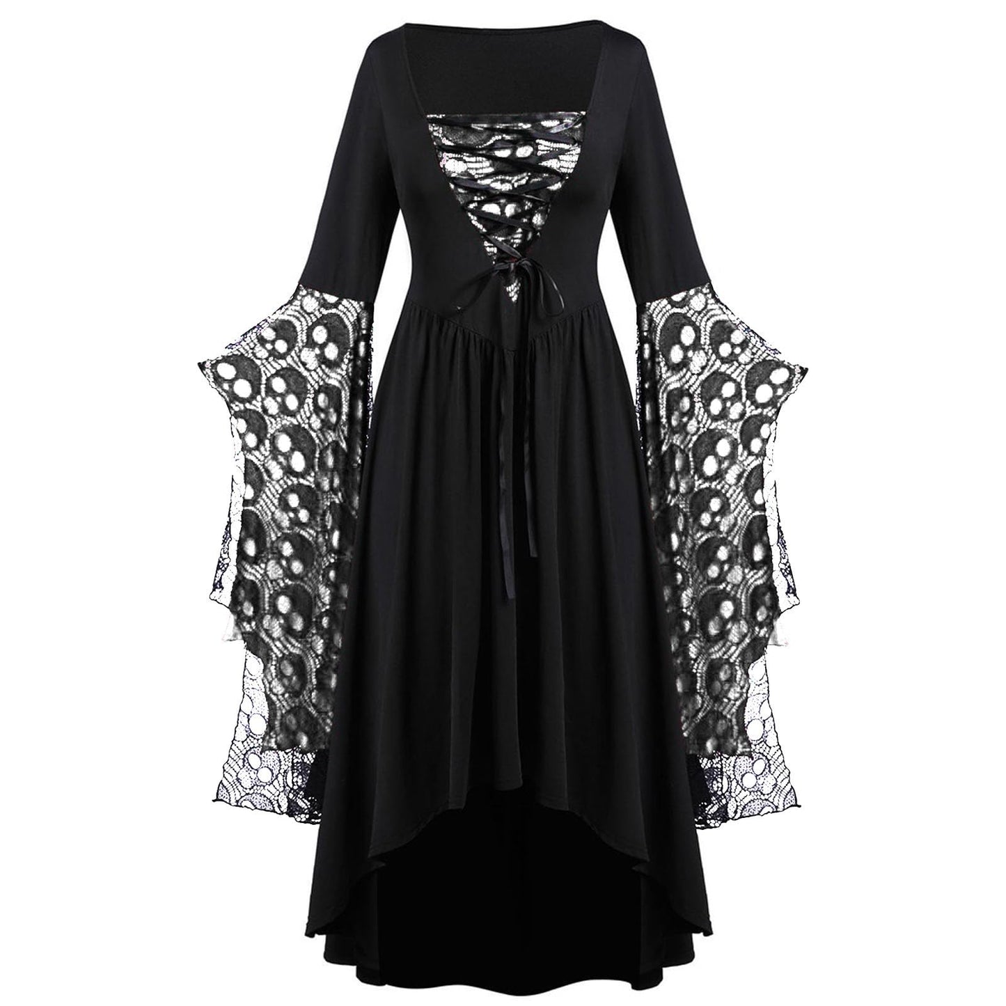 Rkwins Renaissance Dress for Women Gothic Vampire Dress Scary Print Maxi Dress Plus Size Witch Dress Medieval Corset Dress