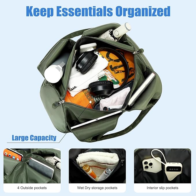 forestfish Yoga Gym Bag for Women with Shoes Compartment & Wet Dry Storage Pockets Lightweight Duffel Bag