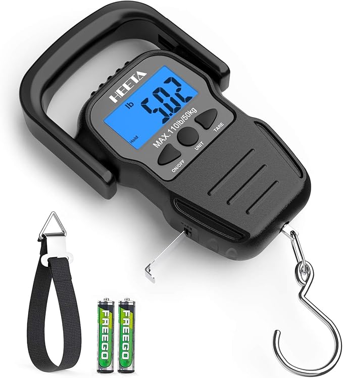 HEETA Waterproof Pouch Screen-Touch Sensitive Waterproof Dry Bag with Adjustable Waist Strap Bundled with Fish Scale with LCD Display, Digital Portable Hanging Scale Luggage Scale with Measuring Tape