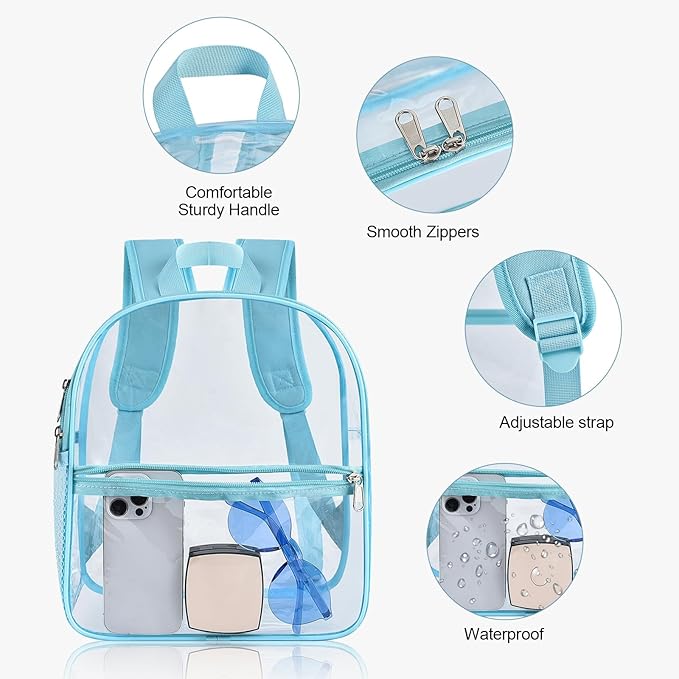 USPECLARE Clear Backpack for Stadium Approved 12×6×12, Water proof Clear Bag for Stadium Events and Concert Work Sport Event