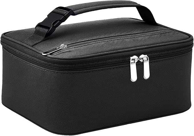 Small Lunch Box Insulated Lunch Bag for Women Men, Bento Kids Lunch Box, Compact Portable Thermal Meal Cooler Bags with Buckle Handle for Work & School, Black 5L