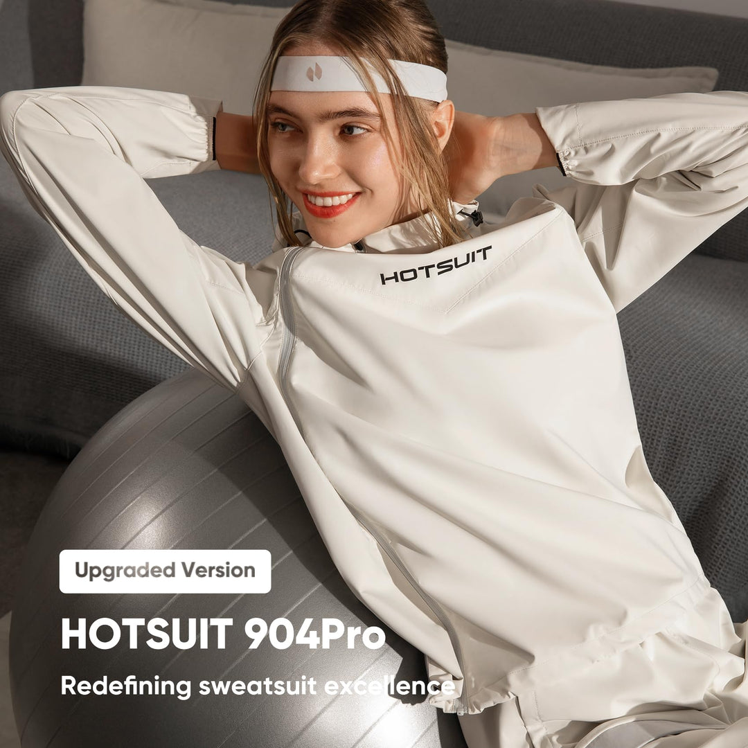 HOTSUIT Technical Anti Rip Sauna Jacket for Women Sweat Jacket for Weight loss With Workout White,S