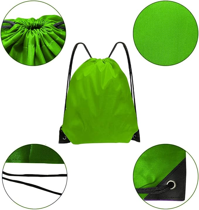 Drawstring Bags Bulk 14 Pcs Drawstring Backpack Bulk Cinch Bag Sackpack for Men Women Gym (Green)