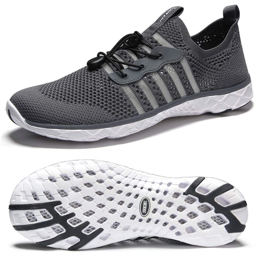 SUOKENI Women's Quick Drying Slip On Water Shoes for Beach or Water Sports Darkgrey.,Size:US 8.5/EU 39