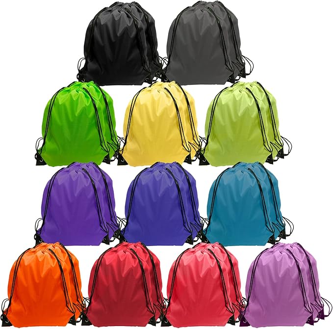 GoodtoU Drawstring Backpack Bulk 24 Pcs Drawstring Bags String Bag Backpack Cinch Bag 12 Colors