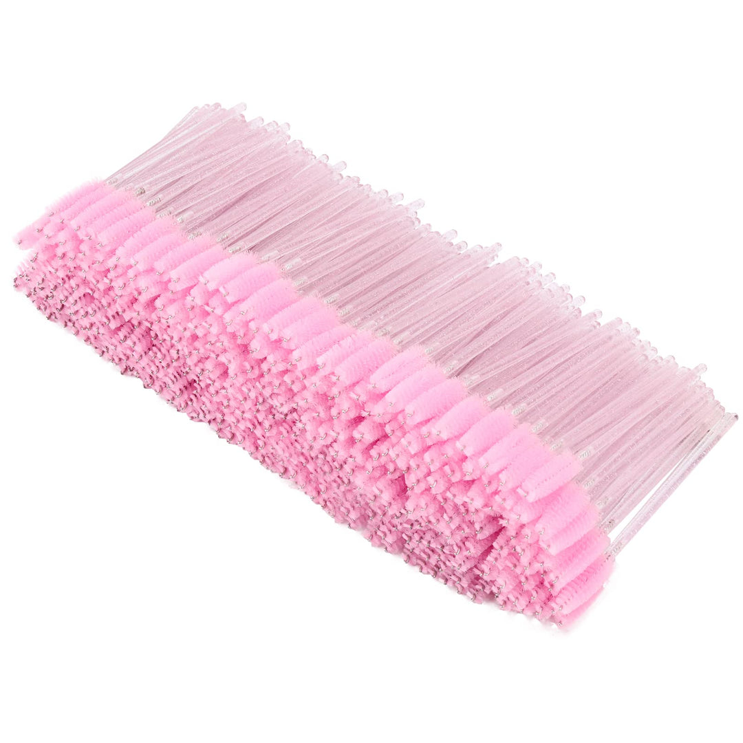 Tbestmax 500 Disposable Mascara Wands Eyelash Brush Spoolies For Eyebrow Eye Lash Extension Pink