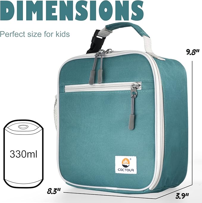 Lunch Box Kids,Premium Insulated Lunch Bag for Girls Boys,Soft Bag Mini Cooler Back to School Thermal Reusable Lunch Bag for Work School Picnic (Green)
