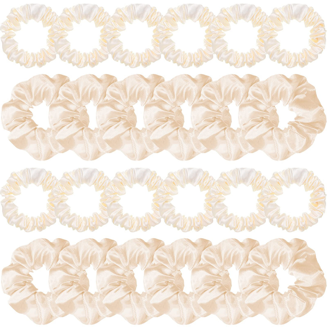 24 Pieces Satin Hair Scrunchies Silky Elastic Hair Bands Skinny Solid Hair Ties Ropes Ponytail Holder For Women Hair Accessories