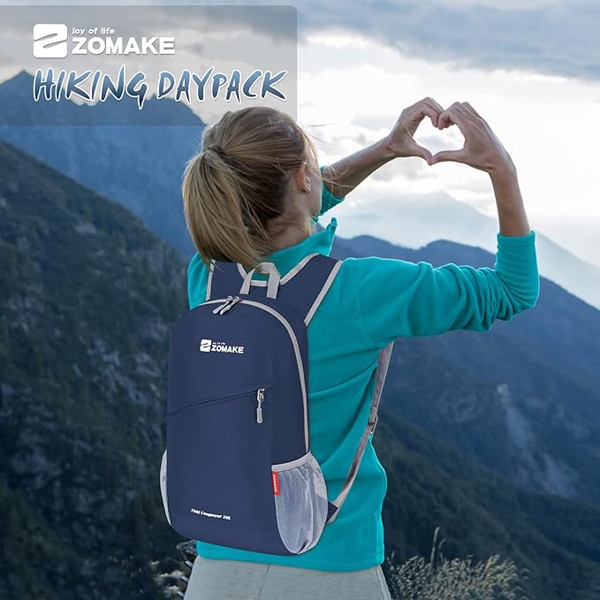 ZOMAKE Lightweight Packable Backpack 20L, Foldable Backpacks Small Daypack for Hiking Water Resistant Day Bag for Travel