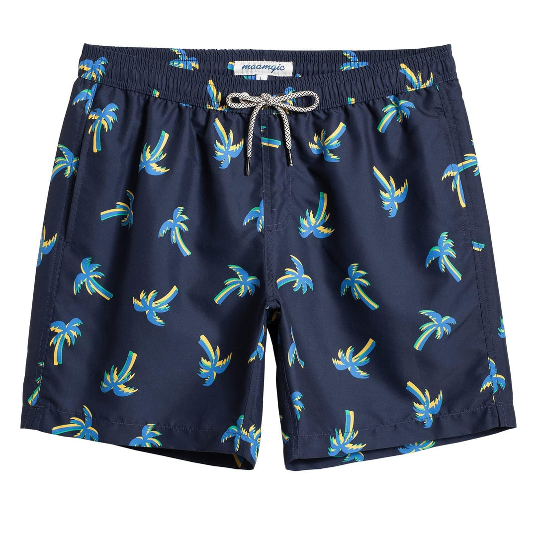maamgic Mens Swim Trunks Quick Dry Swim Shorts with Mesh Lining Funny Swimwear Bathing Suits Dark Blue Luminous Coconut X-Small