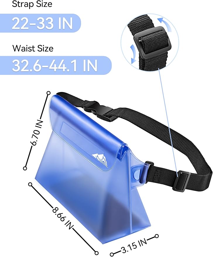 HEETA 2/3/4 Pack Waterproof Pouch with Waist Strap, Screen Touchable Dry Bag with Adjustable Belt for Phone Valuables for Kayaking, Swimming, Snorkeling, Boating, Fishing, Surfing & Beach