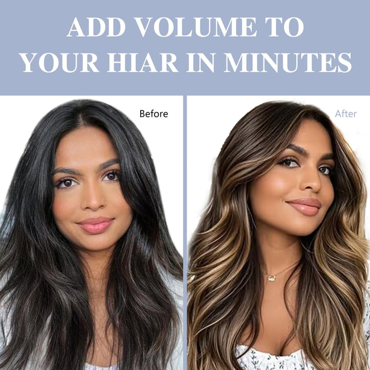 Pobokix Straight Clip In Hair Extensions Real Human Hair 8Pcs Clip In Balayage Dark Brown to Chestnut Brown Human Hair Extensions with 18Clips Lace Weft 120g 14inch