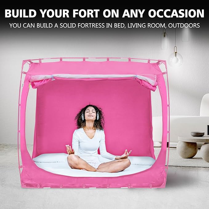 Bed Tent Bed Canopy King Size Tents for Adult and Kids- Original Design Portable Dream Tent Indoor Sleeping 80% Blackout with 3 Doors Breathable Big Space Tents