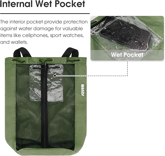 WANDF Swim Bag Mesh Drawstring Backpack Beach Backpack for Swimming, Gym, and Workout Gear