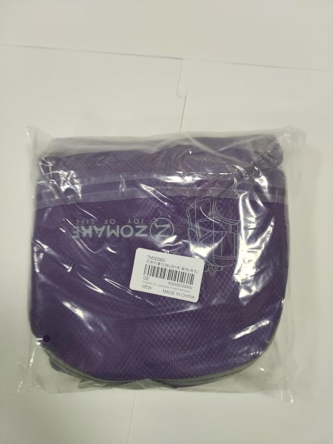 ZOMAKE Lightweight Packable Backpack 35L, Light Foldable Backpacks Water Resistant Collapsible Hiking Bag, Compact Folding Day Pack for Travel Camping(Purple)