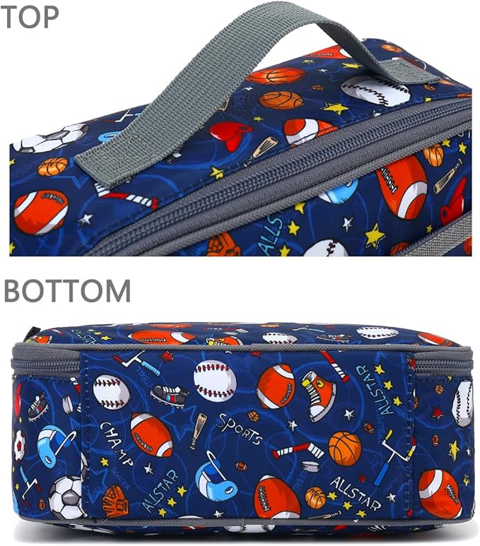 FlowFly Kids Lunch box Insulated Soft Bag Mini Cooler Back to School Thermal Meal Tote Kit for Girls, Boys,Football