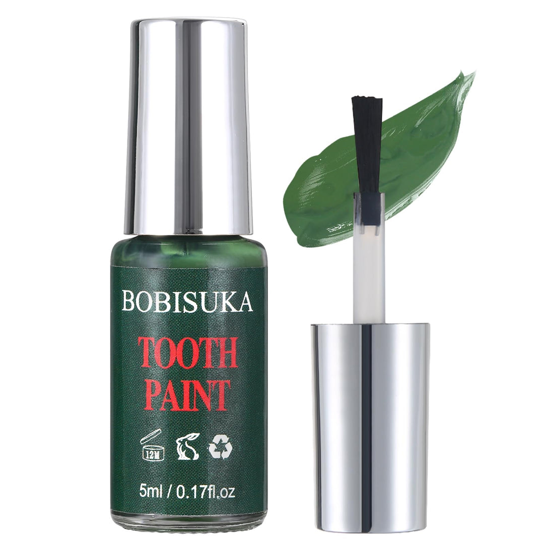 BOBISUKA Green Tooth Paint, Professional Green Teeth Makeup Solution - Safe, Quick Dry & Realistic, Perfect for Cosplay, Halloween Makeup, Theater, and Special Effects (5 ml)
