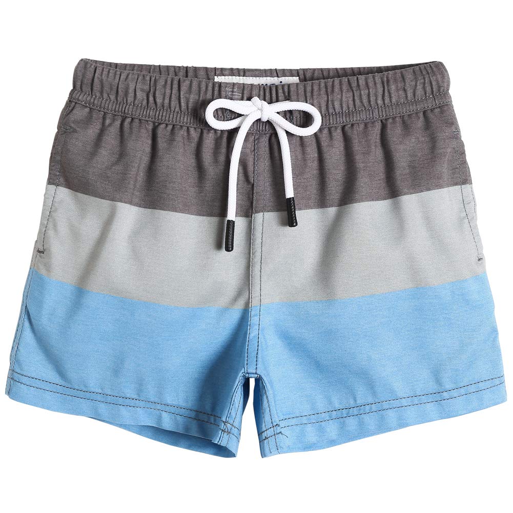 maamgic Boys Swim Trunks Toddler Swim Shorts Little Boys Bathing Suit Swimsuit Toddler Boy Swimwear,Stripe Grayblue,2 T