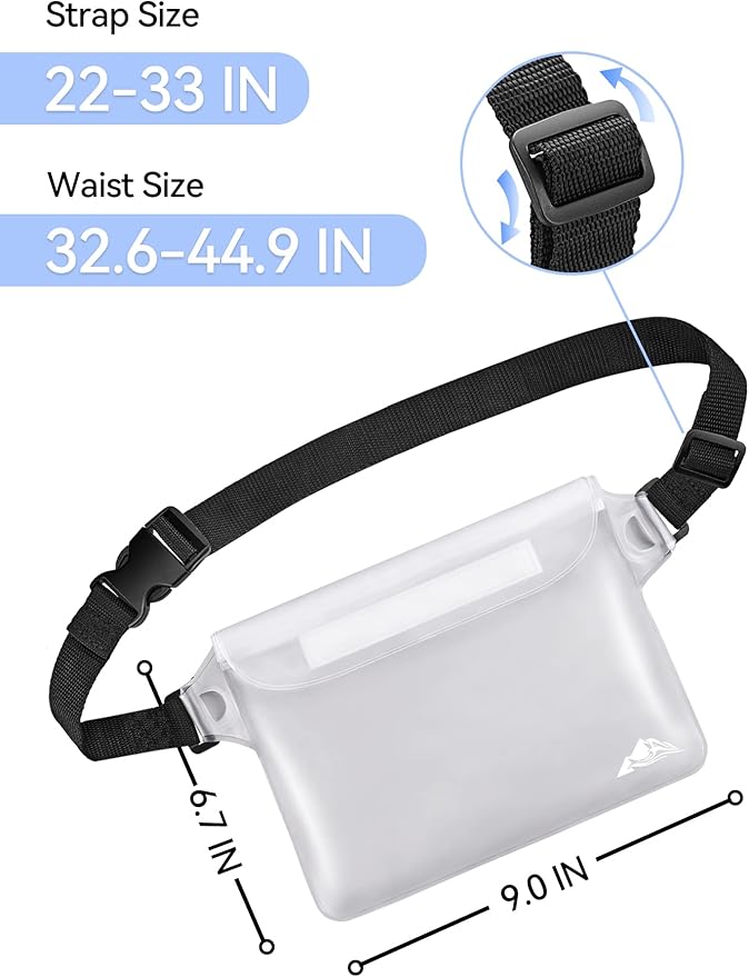 HEETA Waterproof Fanny Pack, Waterproof Pouch Dry Bag 2/3/4 Pack for Phone, Adjustable Waist Strap and Screen Touch Sensitive for Swimming Kayaking Boating Beach Fishing Diving Surfing Accessories