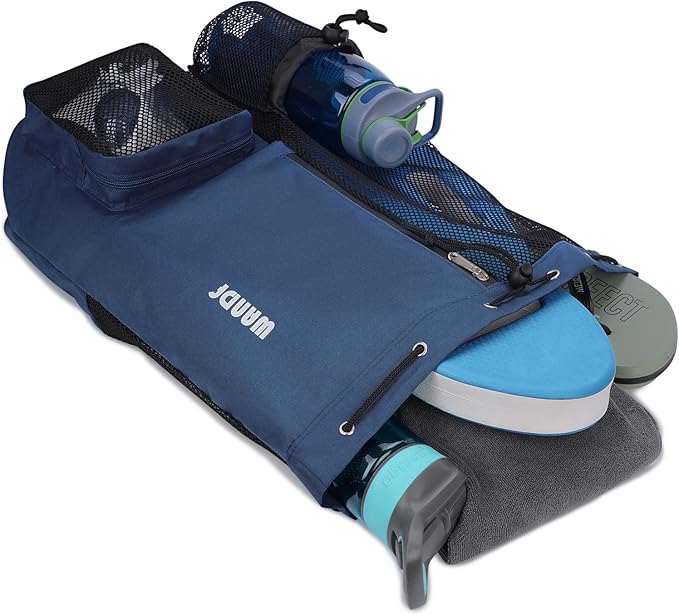 WANDF Swim Bag Mesh Drawstring Backpack with Wet Pocket for Swimming, Gym, and Workout Gear