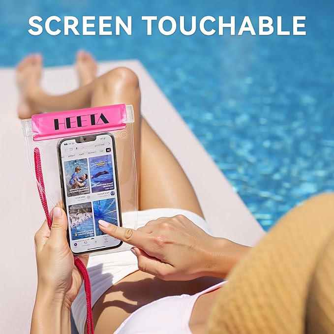 HEETA 5-Pack Clear Waterproof Dry Bag, Water Tight Cases Pouch Dry Bags for Camera Mobile Phone Maps, Kayaking Boating Document Holder