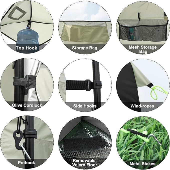 G4Free Camping Shower Tent Privacy Tent Dressing Changing Room Portable Toilet Rain Shelter for Beach with Carry Bag