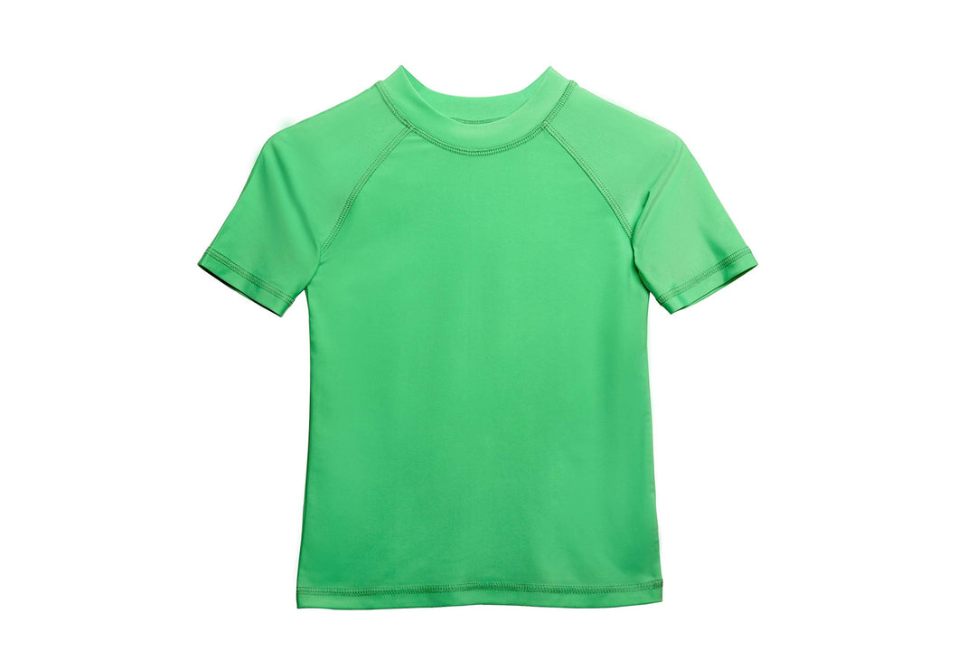 qilefoty Girls Short Sleeve UPF 50+ Sun Protection Swimwear Athletic Elastic Shirt Surfing Rash Guard Tops for 2-16 Years,Green,5T