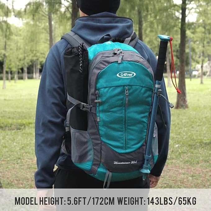 G4Free 35L Hiking Backpack Water Resistant Outdoor Sports Travel Daypack Lightweight with Rain Cover for Women Men (Black)