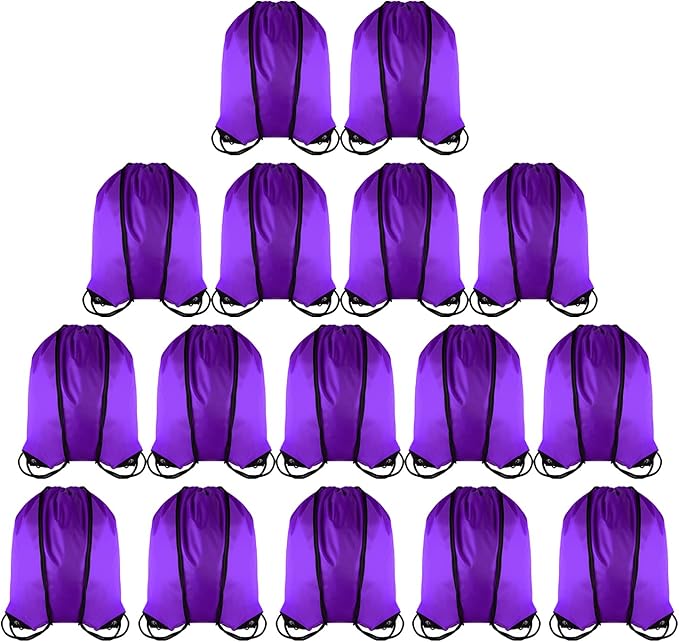 GoodtoU Drawstring Bags Cinch Sack Backpacks - Bulk Drawstring Backpack String Bags for Women Men 16 Pcs Purple
