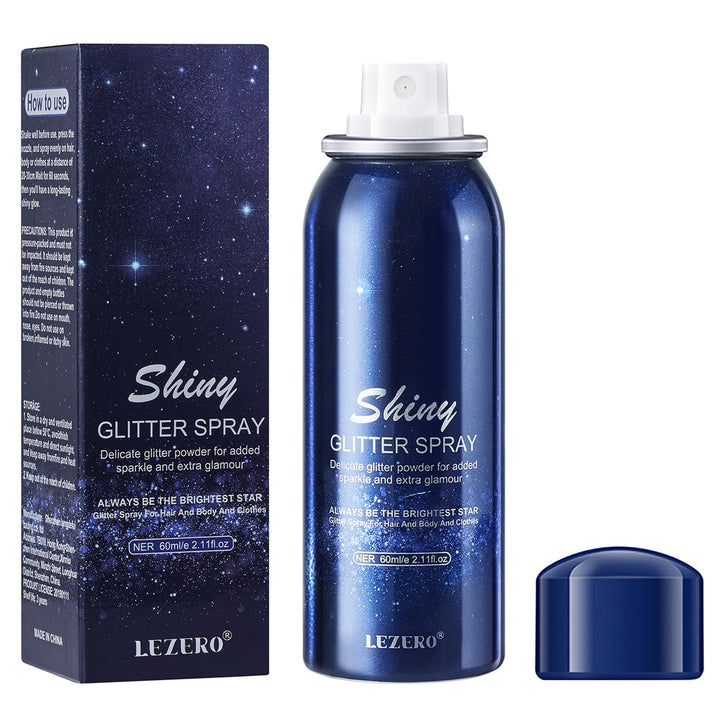 Lezero Body Glitter Spray, Temporary Shiny Hairspray for Face, Hair, Clothing, Long Lasting Quick-Drying Shimmer Mist for St. Patrick's Day, Music Festival Rave, Nightclub Party, Prom, 2oz