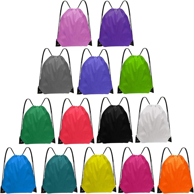 Drawstring Bags Bulk 14 Pcs Drawstring Backpack Bulk Cinch Bag Sackpack for Men Women Gym 14 Colors