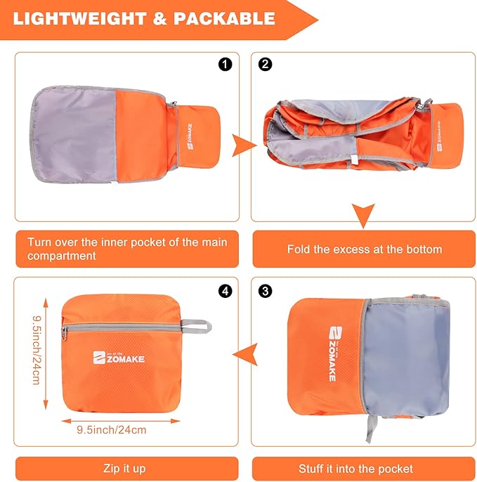 ZOMAKE Lightweight Packable Backpack 35L, Foldable Backpacks Water Resistant Collapsible Light Daypack for Hiking