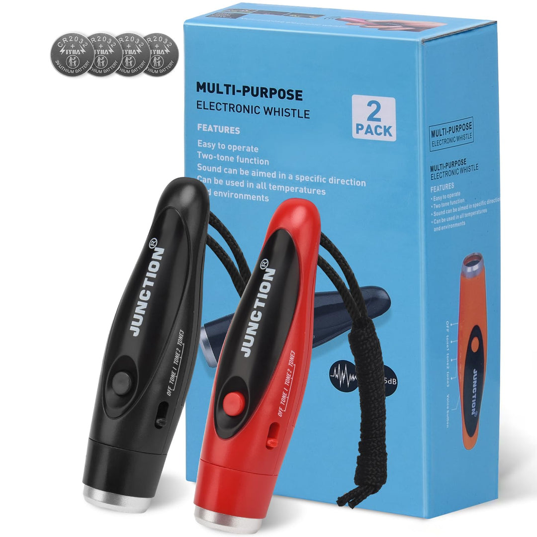Xflyee Electronic Whistles 2 Pack, Handheld 3 Tones High Volume Electric Whistles with Lanyard for Teacher, Coaches, Referees, Training Whistle, Loudest Outdoor Emergency Whistle, Sports Whistle