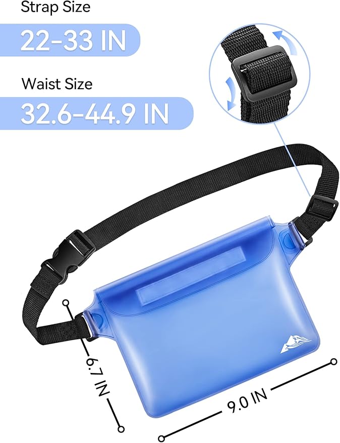 HEETA Waterproof Fanny Pack, Waterproof Pouch Dry Bag 2/3/4 Pack for Phone, Adjustable Waist Strap and Screen Touch Sensitive for Swimming Kayaking Boating Beach Fishing Diving Surfing Accessories