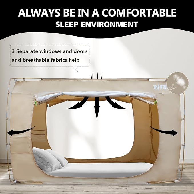 Bed Tent Bed Canopy BunkTwin Size Tents for Adult and Kids- Original Design Portable Dream Tent Indoor Sleeping Tents 80% Blackout with 3 Doors Breathable Big Space Tents