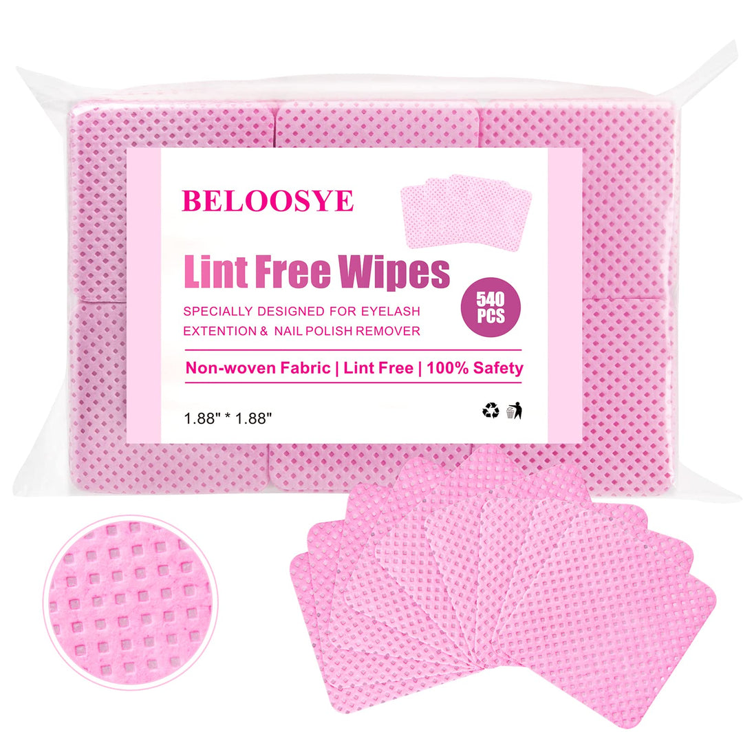 540 Pcs Lint Free Nail Wipes, Eyelash Extension Glue Wipes, Super Absorbent Soft Non-Woven Fabric Nail Polish Remover Wipes, Cle