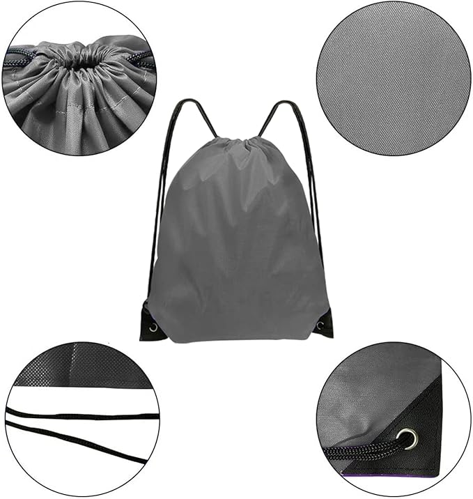Drawstring Bags Bulk 14 Pcs Drawstring Backpack Bulk Cinch Bag Sackpack for Men Women Gym (Gray)